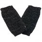 Unisex Fingerless Plain Short Gloves Gorgeous (BLACK with tiny silver thread) #51441