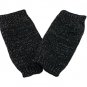 Unisex Fingerless Plain Short Gloves Gorgeous (BLACK with tiny silver thread) #51441