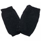 Unisex Fingerless Plain Short Gloves Gorgeous (BLACK with tiny black thread) #50332
