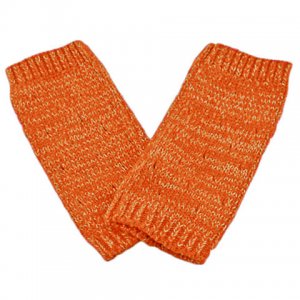 Unisex Fingerless Plain Short Gloves Gorgeous (ORANGE with tiny golden thread) #51351
