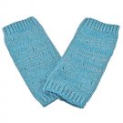 Unisex Fingerless Plain Short Gloves Gorgeous (LIGHT BLUE with tiny silver thread) #50975