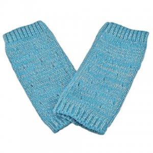 Unisex Fingerless Plain Short Gloves Gorgeous (LIGHT BLUE with tiny silver thread) #50975
