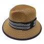 Fedora Style Braid Trim Striped Hat (DARK BROWN) #51581