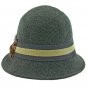 Wool Felt Vintage Style Cloche with Cheetah Bow Hat GRAY #51584