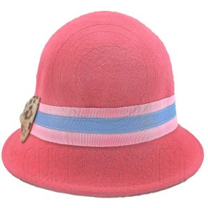 Wool Felt Vintage Style Cloche with Cheetah Bow Hat PINK #51586