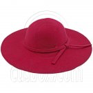 Wool Felt Vintage Style 10cm / 4inch Wide Brim Hat BURGUNDY RED #51591