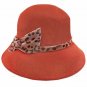Wool Felt Vintage Style Lady Cloche with Cheetah Bowler Hat BROWN #51620