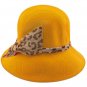 Wool Felt Vintage Style Lady Cloche with Cheetah Bowler Hat YELLOW #51621