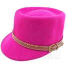 Wool Felt Lady Women Vintage Cap Hat with HOT PINK #51631