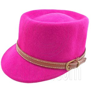 Wool Felt Lady Women Vintage Cap Hat with HOT PINK #51631