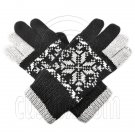Men's Full Finger Wooly Cuff Gloves w/ Fluffy Lining (BLACK SNOWFLAKE N2) #51653
