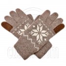 Men's Full Finger Wooly Cuff Gloves w/ Fluffy Lining (MEDIUM BROWN SNOWFLAKE) #51654