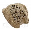 Warm Double Layer Wooly Slouchy Beanie Hat w/ Striped Pattern (BROWN gray)# 51676