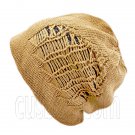 Warm Double Layer Wooly Slouchy Beanie Hat w/ Striped Pattern (LIGHT BROWN gray)# 51677