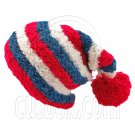 Unisex Striped Soft Slouchy Beanie Hat Christmas Party Crown (RED blue white)# 51691