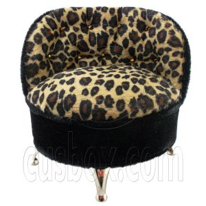 Cheetah Oval Sofa Chair Jewelry Box 1:6 Barbie Doll's House Dollhouse Furniture #12382