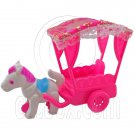 Pink Carriage with Horse 1/6 for Barbie Kelly Doll's House Dollhouse Miniature #12547