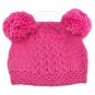 Warm Plain Wooly Beanie w/ Two Small Top Lovely Poms (HOT PINK) #51732