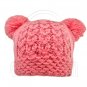 Warm Plain Wooly Beanie w/ Two Small Top Lovely Poms (PINK) #51733