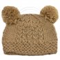Warm Plain Wooly Beanie w/ Two Small Top Lovely Poms (BROWN) #51735