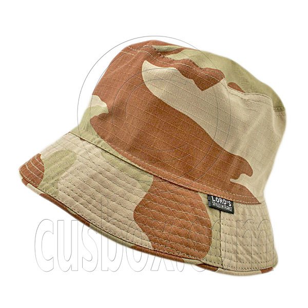 Reversible Outdoor Plain Bucket Hat (Dark Brown Desert Camo / Khaki) #51741