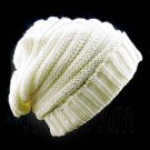 Plain Beanie with Mini Stripe Pattern Unisex Winter Hat BEIGE WHITE #50040