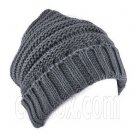 Plain Beanie with Mini Stripe Pattern Unisex Winter Hat DARK GRAY #51788