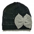 Warm Double Layer Wooly Slouchy Beanie Hat w/ Butterfly (BLACK) #51808