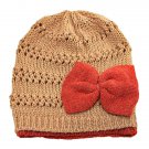 Warm Double Layer Wooly Slouchy Beanie Hat w/ Butterfly (LIGHT BROWN) #51812