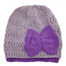 Warm Double Layer Wooly Slouchy Beanie Hat w/ Butterfly (PURPLE) #51817