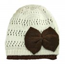 Warm Double Layer Wooly Slouchy Beanie Hat w/ Butterfly (BEIGE WHITE) #51818