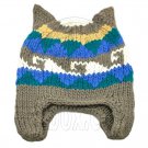Warm Lovely Ears Earflaps Wooly Beanie Hat w/ Jacquard Pattern (GRAY) #51820