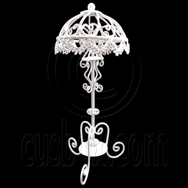 White Victoria Wire Floor Lamp Light Decor 1:12 Doll's House Dollhouse Miniature #12618