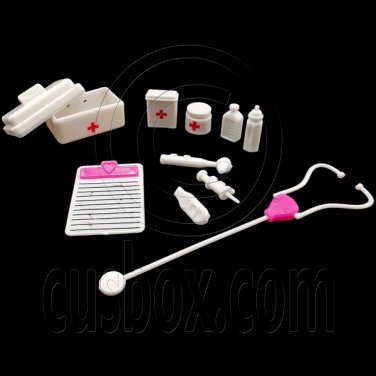 Set Medical Equipment Stethescope Pill Box 1/6 Scale Barbie Dollhouse Miniature #12712