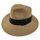 Wide Brim Fedora Braid Trim Hat (DARK BROWN) #51846