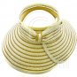 Ladies' Foldable Straw Hat Brown Stripes w/ Bow #51862