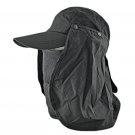 Long Neck Flap /w Face Mask Mesh Cap Hat Fishing Hiking (BLACK) #51900