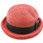 Unisex's Woven Straw Dome Shaped Hat w/ Ribbon Headband (REDDISH BROWN) #51899