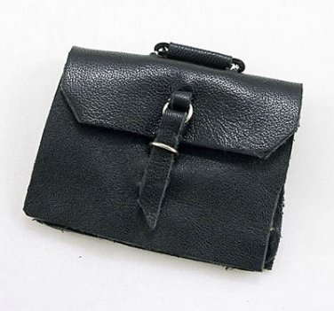Black Leather Men Office Laptop Bag Dollhouse Miniature #10280