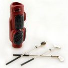 Red Golf Clubs Steel Iron Bag Set Dollhouse Miniature #10288