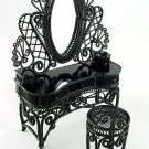 Black Wire Makeup Vanity Chair Dollhouse Furniture Set #10301