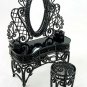 Black Wire Makeup Vanity Chair Dollhouse Furniture Set #10301