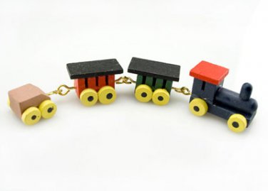 Wood Steam Train Coach Trucks Toy Dollhouse Miniature #10637