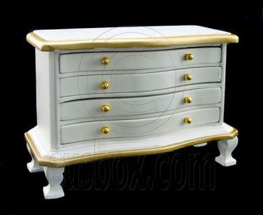 Victorian White Wood Chest Dresser Dollhouse Furniture #10690