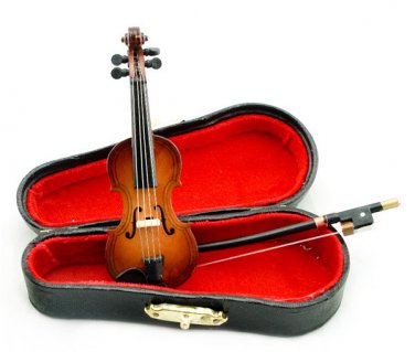 Musical Instrument Violin w Bow Box Dollhouse Miniature #10722