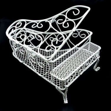 White Wire Modern Piano Dollhouse Furniture Miniature #10747