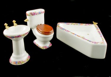 Porcelain Bathroom Sink Tank Tub Dollhouse Furniture #10807