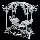 White Wire Rocking Bench Hang Chair Dollhouse Furniture #10855