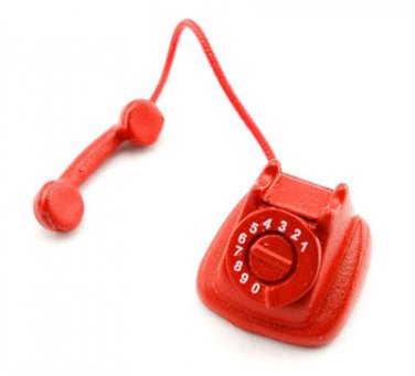 Vintage Red Old Telephone Phone Dollhouse Miniature #10857