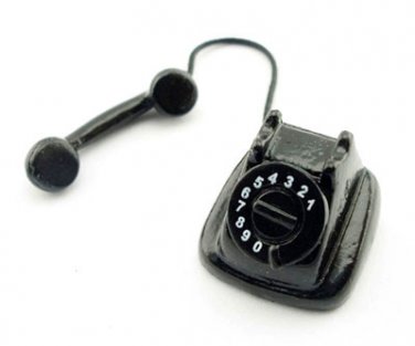 Vintage Black Old Telephone Phone Dollhouse Miniature #10858